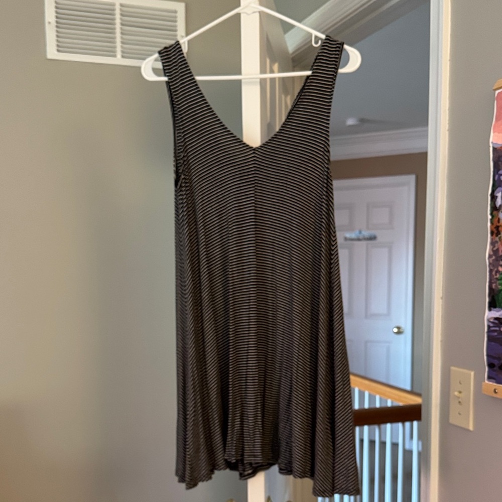 American Eagle Outfitters Black and White Striped Tank Dress